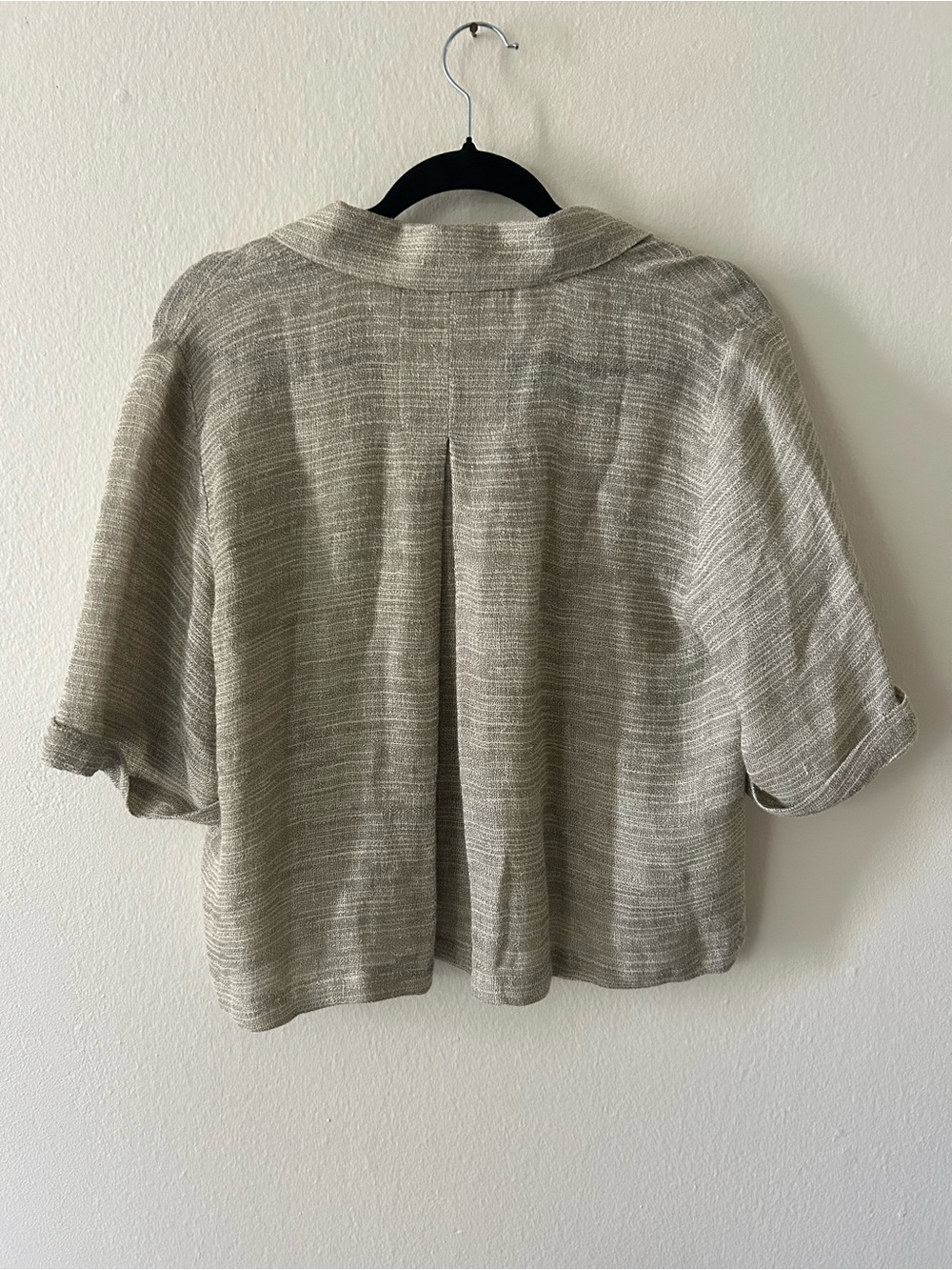 Eileen Fisher Organic Linen Boxy Cropped Button Down Shirt Top Small Minimalist - Picture 6 of 7